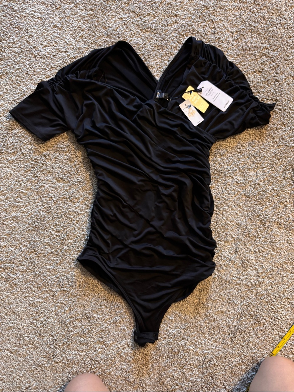 Express Black ruched bodysuit NWT